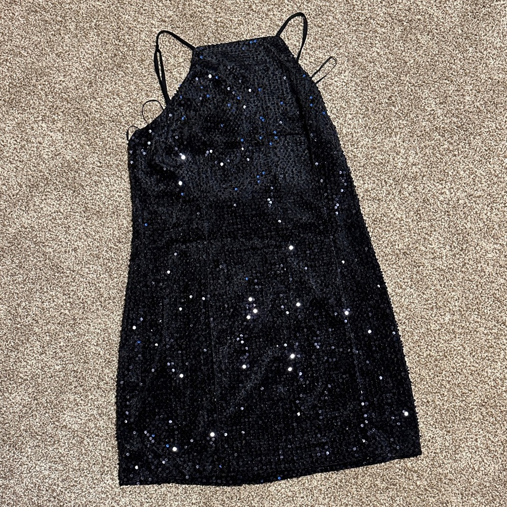 Express Black Sequin Mini Dress